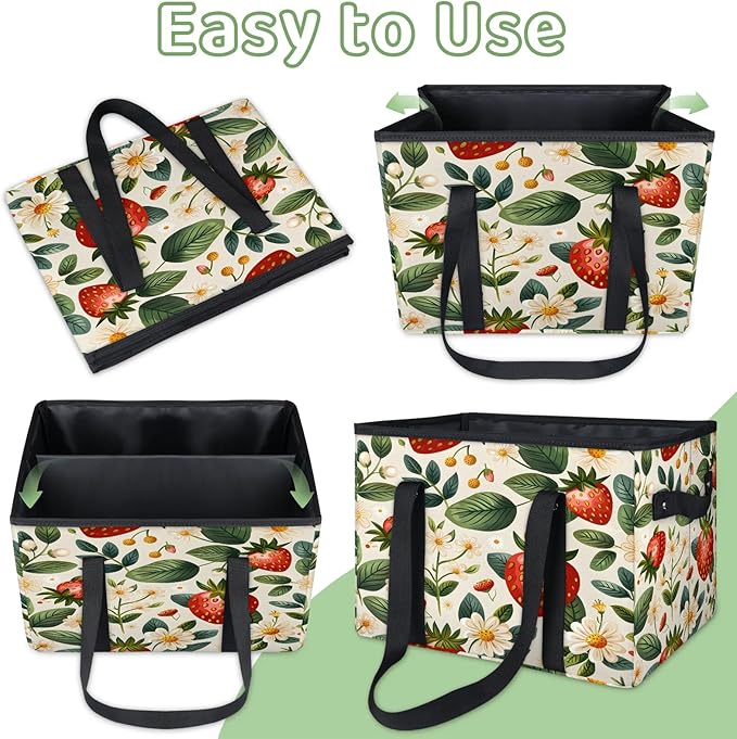 Reusable Grocery Bag, Foldable Large Shopping Tote Bag for Groceries Kitchen Picnic Car Trunk