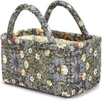 Small Storage Basket Organizer, Mini Fabric Floral Storage Baskets with Handle, Quilted Portable Collapsible Storage (K)