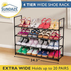 Sundaze Shoe Rack - 4 Tier Shoe Rack for Front Door Entrance, Sturdy Long Shoe Organizer for Closet, Bedroom, Entryway, Garag
