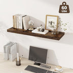 Fun Memories 12 Deep Floating Shelves, 40W x 12D Floating Shelves for Wall Set of 2, Extra Deeper Hanging Wood Shelves for Wa