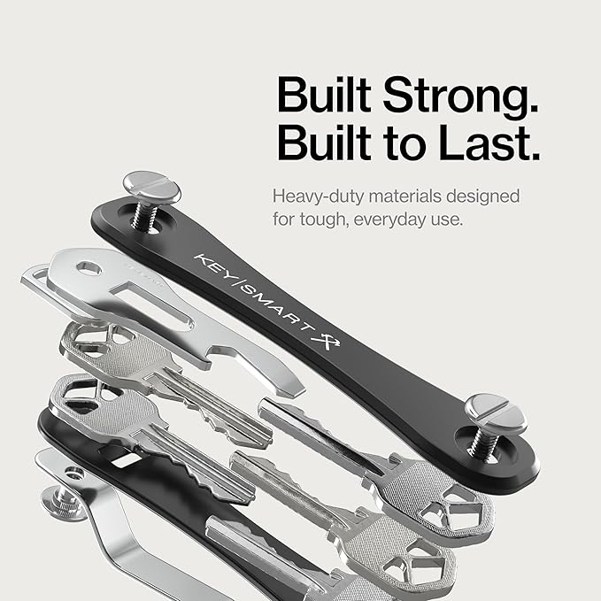 KeySmart Rugged - Multitool Key Holder for Keychain w/Bottle Opener and Pocket Clip, Organizer for Keys, EDC Keychains, Ring 