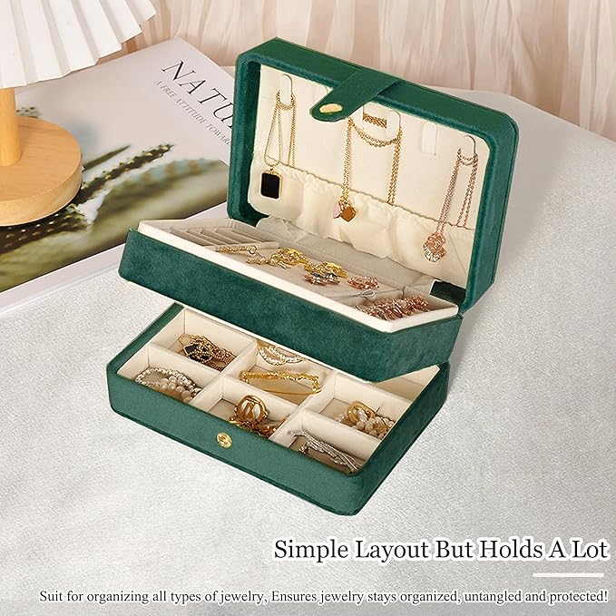 MODENGKONGJIAN Jewelry Organizer Box, 2-Layer Large Jewelry Storage Case, Portable Travel Jewelrys Display Holder for Earring