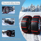Universal Anti-Skid Snow Tire Chains for Cars SUV Trucks - Adjustable 14-19 Inch Emergency Winter Traction Tire Chains, Easy 