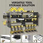 Large Power Tool Organizer Wall Mount, 4 Layer Garage Storage Cordless Tool Organizer with 8 Drills Holder, Heavy Duty Premiu