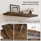 Fun Memories 12 Inch Deep Floating Shelves, 16 x 12 Wooden Wall Shelves, Extra Deeper & Thicker Rustic Wall Mounted Storage S