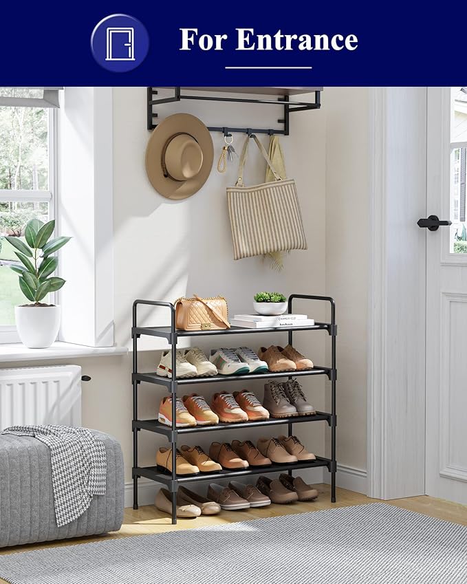 Kitsure Shoe Rack for Closet, Shoe Organizer for Front Door Entrance, Stackable Shoe Shelf, Detachable Closet Organizers and 