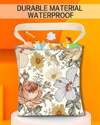 Car Trash Can, Durable Hanging Car Trash Garbage Bag, Cute Automotive Garbage Cans Organizer, Retro White Flowers