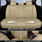 Nappa Leather Car Seat Covers Full Set, Beige Car seat Protector 5 Seats, Waterproof Car Seat Cushion, Universal Automotive S