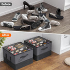 Lifewit 4 Pack Shoe Storage Organizer for Closet, Large Shoe Box Storage Containers with Clear Cover, Foldable Storage Bins F