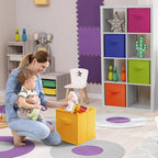 Sorbus 11 Inch Fabric Storage Cubes - Sturdy Collapsible Bins With Handle - 6 Foldable Baskets for Organizing Clothes, Toys, 