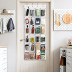 Simple Houseware 24 Pockets Large Clear Pockets Over The Door Hanging Shoe Organizer, White (56" x 22.5")