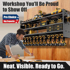 Power Tool Organizer Wall Mount | 8-Outlet TR Charging Station | Garage Storage Rack with Cordless Drill Holder | Heavy Duty 