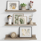 Axeman Picture Ledge Shelf | 24 Inch Grey Floating Shelves Set of 3 | Rustic Grey Wall Shelves with Lip | 24" Picture Shelf f
