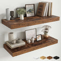 Fun Memories 12 Inch Deep Floating Shelves for Wall, 30 Inch Long Floating Shelf, 30 x 12 Shelf for Wall, Rustic Wood Bookshe