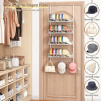 Over Door Hat Organizer 5 Tier Wall Mounted Hat Rack with 4 Adjustable Metal Basket and 3 Hooks Hat Organizer for Baseball ca
