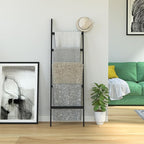 WTZ Bamboo Blanket Ladder, 5-Layer Towel Racks, Blanket Holder with Anti-Slip Construction Home Decor, Decorative Blanket, Qu