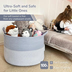 INDRESSME Large Rope Baskets - Organizing Storage, 21.7 x 13.8 Inch, Living Room, Kids, Decorative Nursery, Laundry, Towel, G