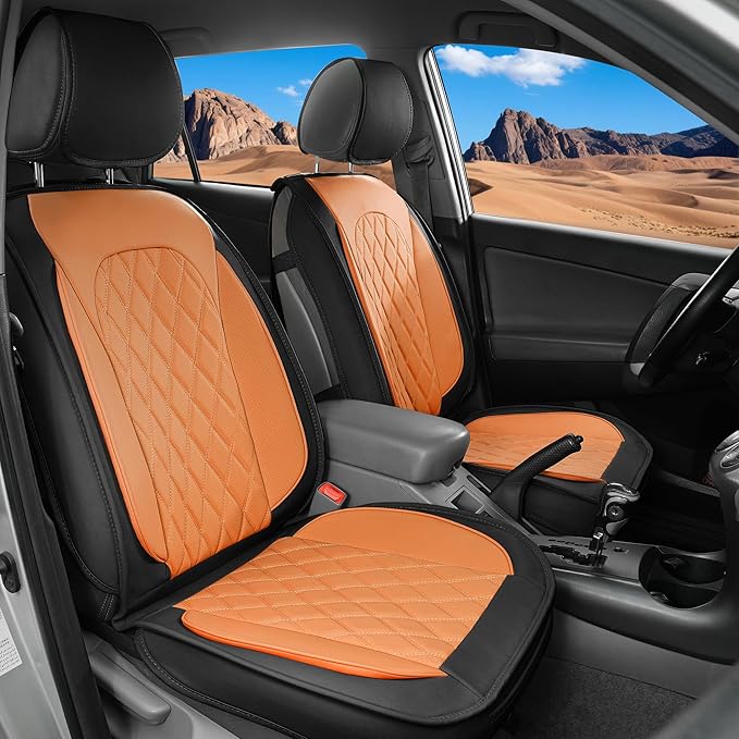 LINGVIDO Car Seat Covers Full Set (5 Seats) - Premium Perforated Nappa Leather, Waterproof Shield, Omni-Adapt Fit SUVs Sedans