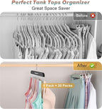 Gomyrod Bra Hanger for Closet, 2 Pack Tank Top Hangers w/20 Hooks Holds 40 Bras, Capacity Foldable Wood Space Saving Hanger, 