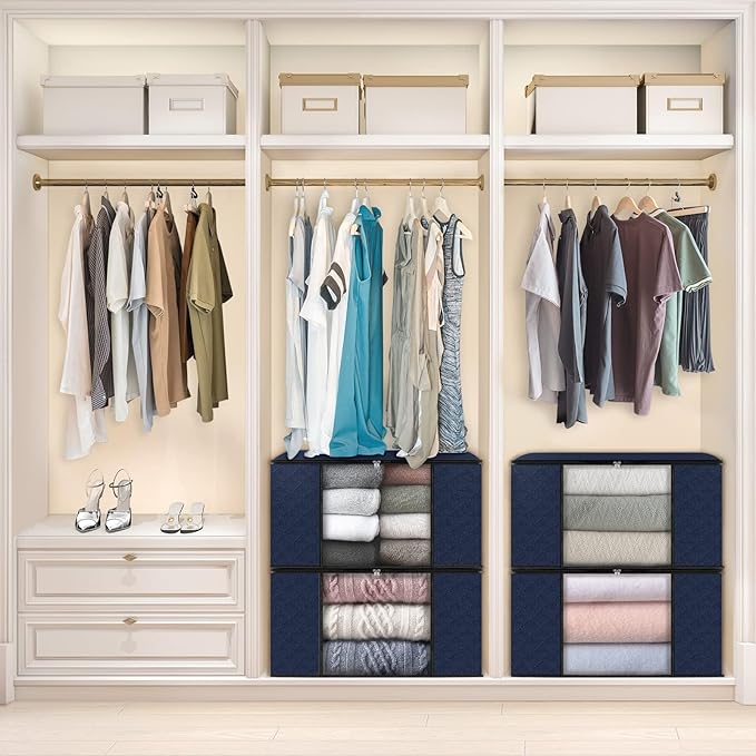 Fab totes Storage Bags,Clothes Blanket Storage Bins Foldable Closet Organizers with Reinforced Handle for Home Dorm Storage a