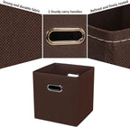 Fabric Cubby Storage Bins, 13x13x13 Inches, Foldable Storage Bins with Dual Handles, Set of 6, Coffee