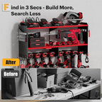 Spampur Power Tool Organizer Wall Mount with Charging Station, 15 Min Assembly & Maximum 420lbs Load by Heavy Duty Metal, 8 S