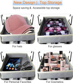 2 Pack Large-Sized Hanging Shoe Organizer 10-Shelf, Sturdy Hanging Closet Organizer with 8 Side Pockets, Wider Hanging Shelve