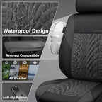 CAR PASS Neoprene Waterproof Seat Covers Full Sets, Wetsuit Car Seat Covers 5 Seats Universal Fit Vans, Truck, SUV, 3D Tyre E