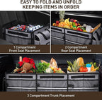 HIRALIY 4 in 1 Car Trunk Storage Organizer with Leakproof Cooler Bag, Multi-Compartment Foldable Trunk Storage Box for Car Truck SUV Gray