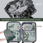 6 Pcs Compression Packing Cubes Waterproof Suitcase Travel Bag Luggage Backpack Organizer Travel Cubes for Packing-Bohemian