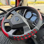 PINCTROT XL Size 17.5-18 in Race Grip Steering Wheel Cover for Semi Truck, Fits RV, Big Rig Trucker, 18 Wheeler and Classic Cars, Anti-Slip Silicone Perforated Design 17.5-18 Inch (Racing Red)