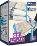 XXL Jumbo Vacuum Storage Bags, 47''X35'' Extra Large Space Bags for Blanket, Bedding, Comforters (8-XXL)