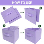 EBIGIC purple storage bins [6 Pack] 9.0"x7.5"x7.5",Mini Storage Box Fabirc Foldable Closet Toy Organizer Collapsible Cloth