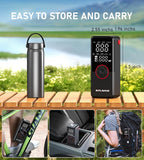 Tire Inflator Portable Air Compressor, 3X Fast Inflate Cordless Air Pump for Car Tires with LED Light, 150PSI Portable Electric Pump with Digital Pressure Gauge, for Bike Motorcycle Car Ball