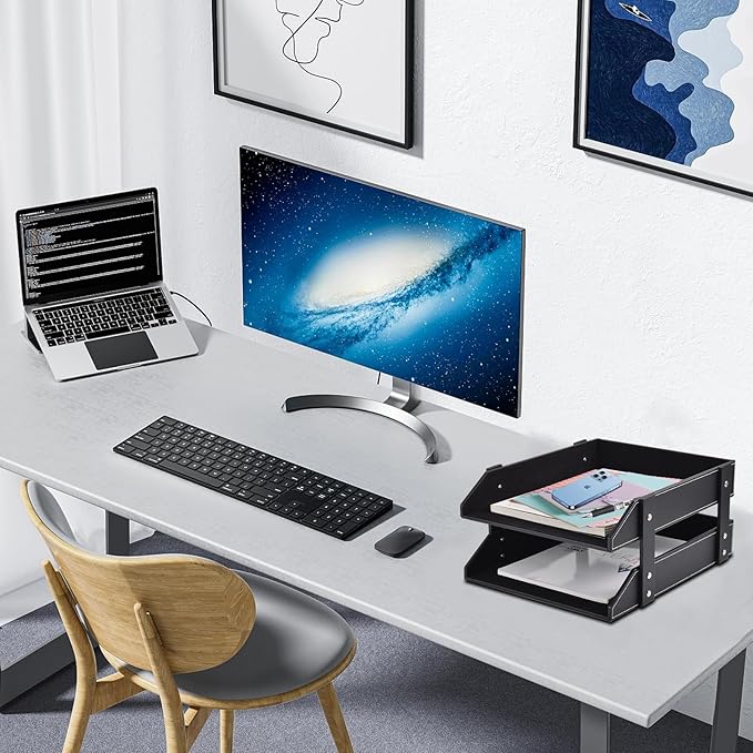 Desk Organizer with 3 Drawers,Leather Desk Organizer