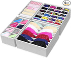Simple Houseware 4-Pack Drawer Organizer Set - Closet Dividers for Underwear, Socks, Bras, Scarves, Ties - Foldable Non-Woven