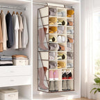 VERONLY Hanging Shoe Organizer for Closet-Collapsible Storage Rack with 25 Sections & 4 Side Pockets, Hanging Shoe Shelves fo