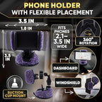 Purple Car Accessories Set, 27 Pieces – Bling Car Accessories for Women, Steering Wheel Cover, Rearview Mirror, Air Vent, Dashboard and Console Rhinestone Decor - Universal Fit Interior Styling Kit