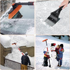 62.4" Snow Brush - Ice Scrapers for Car Windshield, 360°Pivoting Brush Head, Comfortable Foam Grip, Extendable Snow Removal Car Brush for Trucks SUVs, Essential Winter Tool