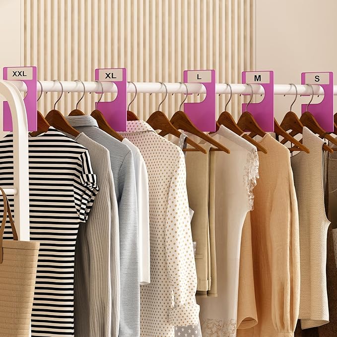 10 Pack White Clothing Rack Size Dividers Plus 45 Labels (1 Inch) and 18 Large Blank Labels, Large Rectangular Clothing Close