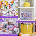 Funtopia Bead Organizers and Storage, 56 Pcs Small Plastic Containers with Lids and 3-Tier Stackable Storage Box, Mini Clear 