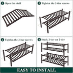 Smiry Bamboo Shoe Rack for Closet, 4 Tier Wooden Stackable Shoe Organizer, Free Standing Shoes Storage Shelf for Entryway, Fr
