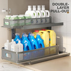 2 Pack 21IN-Depth Under Sink Organizer With Next-Gen Ball-Bearing Slides,2-Tier Precision Mesh Pull Out Cabinet Storage for B