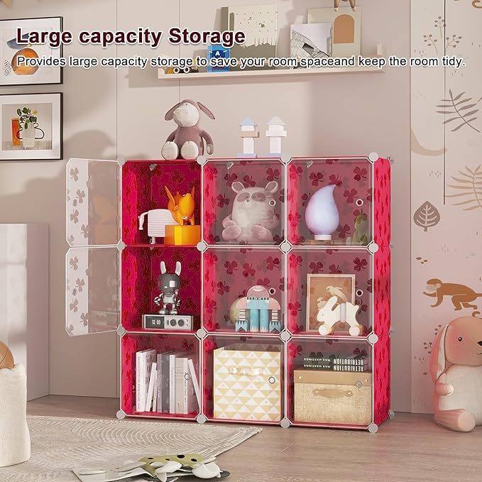 C&AHOME Cube Storage Organizer with Doors, 10-Cube Shelves, DIY Plastic Modular Bookshelf, Closet Clothes Storage Shelving Id