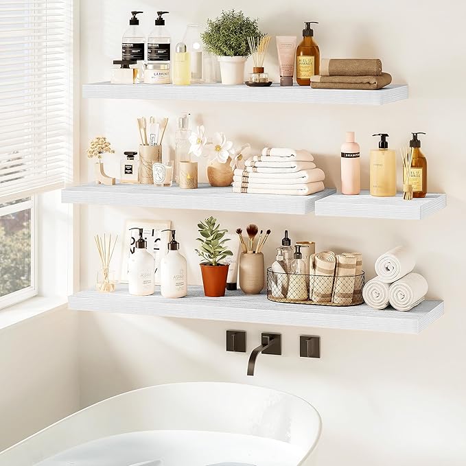 Vivelove 16 X 9 Floating Shelves,Wall Shelves with Invisible Brackets, 1.5” Thick Floating Shelves for Bathroom, Bedroom, Liv