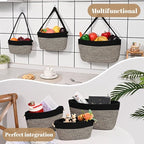 Hanging Storage Baskets, Over the Door Basket, Cotton Wall Baskets Storage, Hanging Door Basket with 4 Hooks