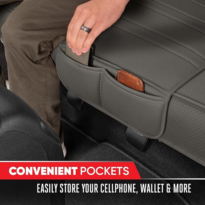 Motor Trend Rear Seat Protector for Cars, SUVs & Trucks – Nappa Leather Bench Cover Protector - Car Seat Cover for Kids, Pets