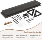 Axeman 55 Inch Floating Shelves | 8 Inch Deep Black Wall Shelves Set of 2 | 55" W x 8" D Rustic Black Wood Shelves for Bathro