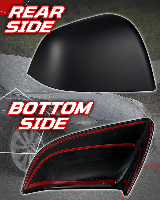 Side Mirror Caps Cover Compatible with Tesla Model Y 2021 2022 2023 2024 Matte Black Mirror Covers