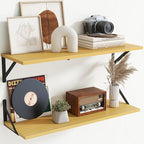 Floating Shelves with Black Metal Brackets Set of 2,30" Wx8 D Wall Mounted Shelves Floating Bookshelf,Hanging Storage Shelf f